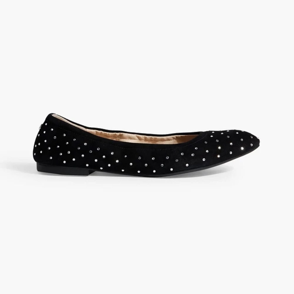 STUART WEITZMAN Bling crystal-embellished suede ballet flats